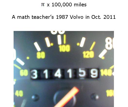 Math Teacher's 1987 Volvo reaches Pi 